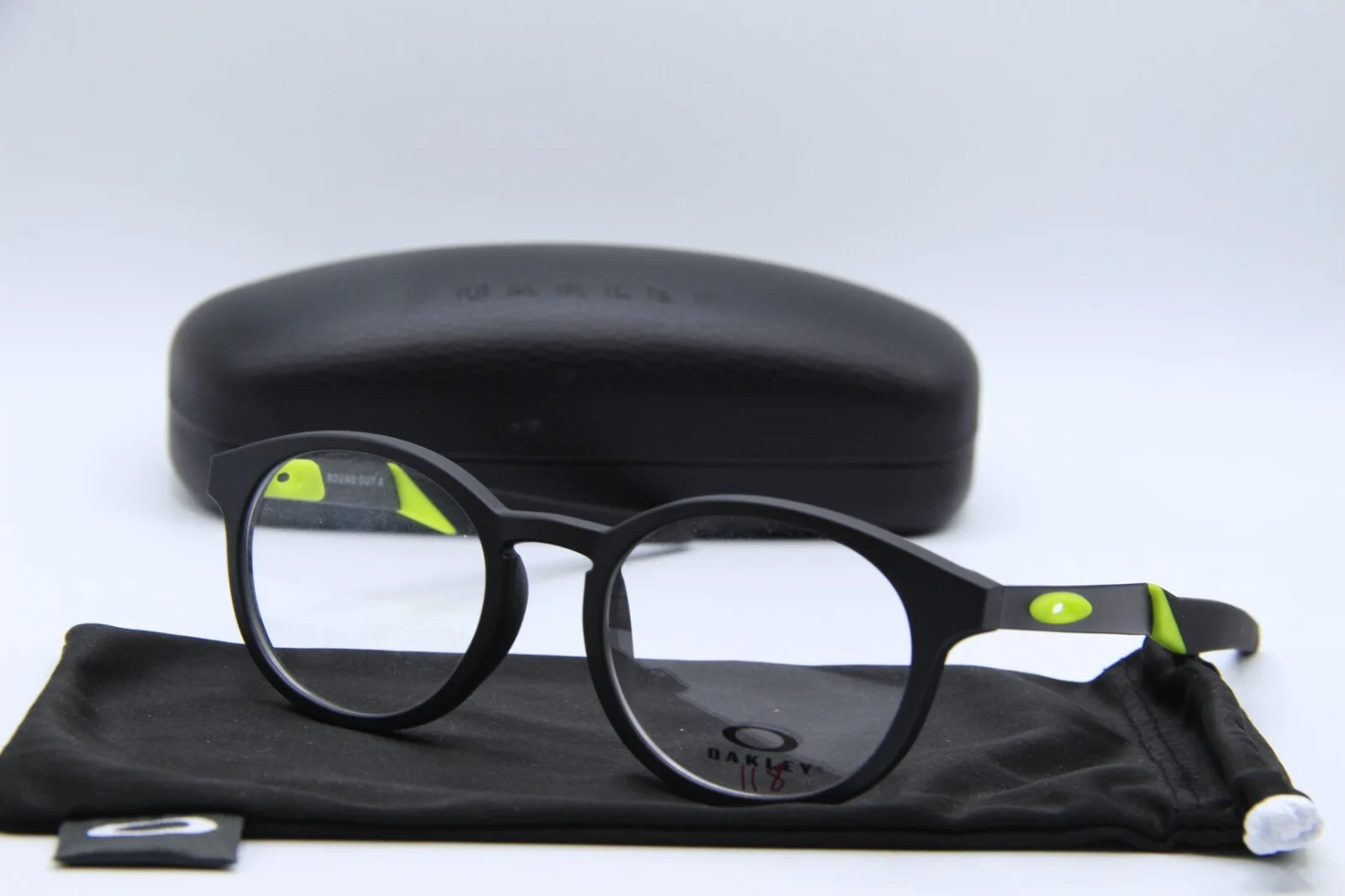 NEW OAKLEY YOUTH OY8014A-0149 SATIN BLACK GREEN AUTHENTIC CASE EYEGLASSES 49-19