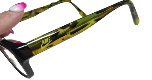 NIKE Youth Eyeglasses Frames 5525 015 Black / Yellow Full Rim With Swoosh Case 2